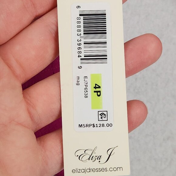 Eliza J Dress Womens 4 Petite Purple Pink Bell Sleeve A Line Flare Classic NEW - Picture 4 of 14